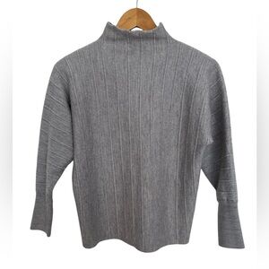 Nanette Lepore Gray Ribbed Merino Wool Turtleneck Sweater size large